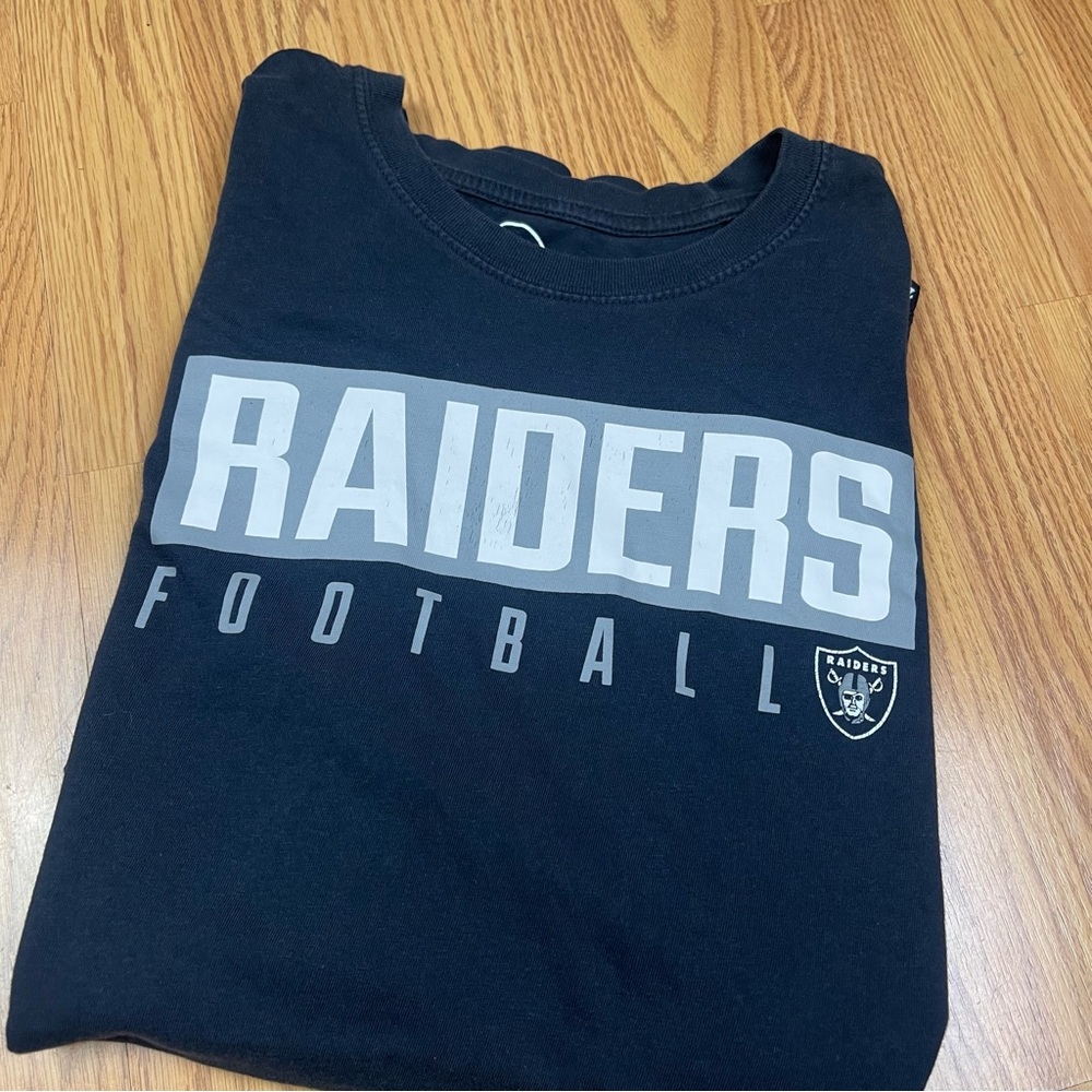 47 Brand NFL Raiders Football Wordmark Graphic Black T-Shirt
